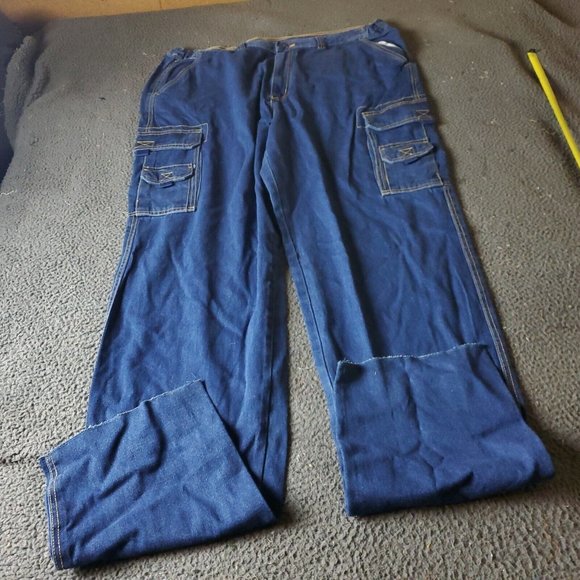 KingSize Cargo Jeans Big Tall Mens Size 44 40L Blue Cotton Denim Pants